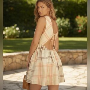 LyreBird Sleeveless Plaid Nap Mini Dress